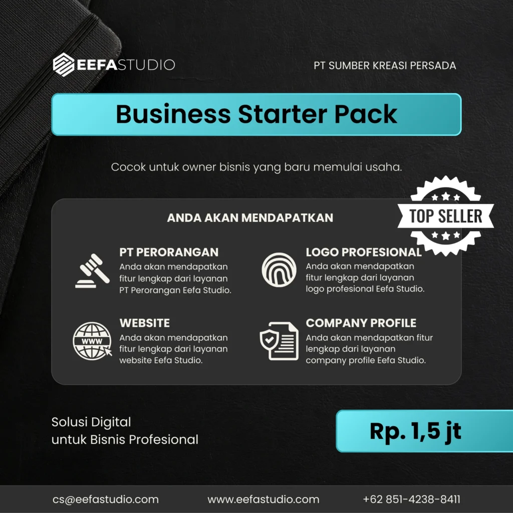 Business Starter Pack - Eefa Studio (PT Perorangan, Website, Logo, Company Profile/ katalog)